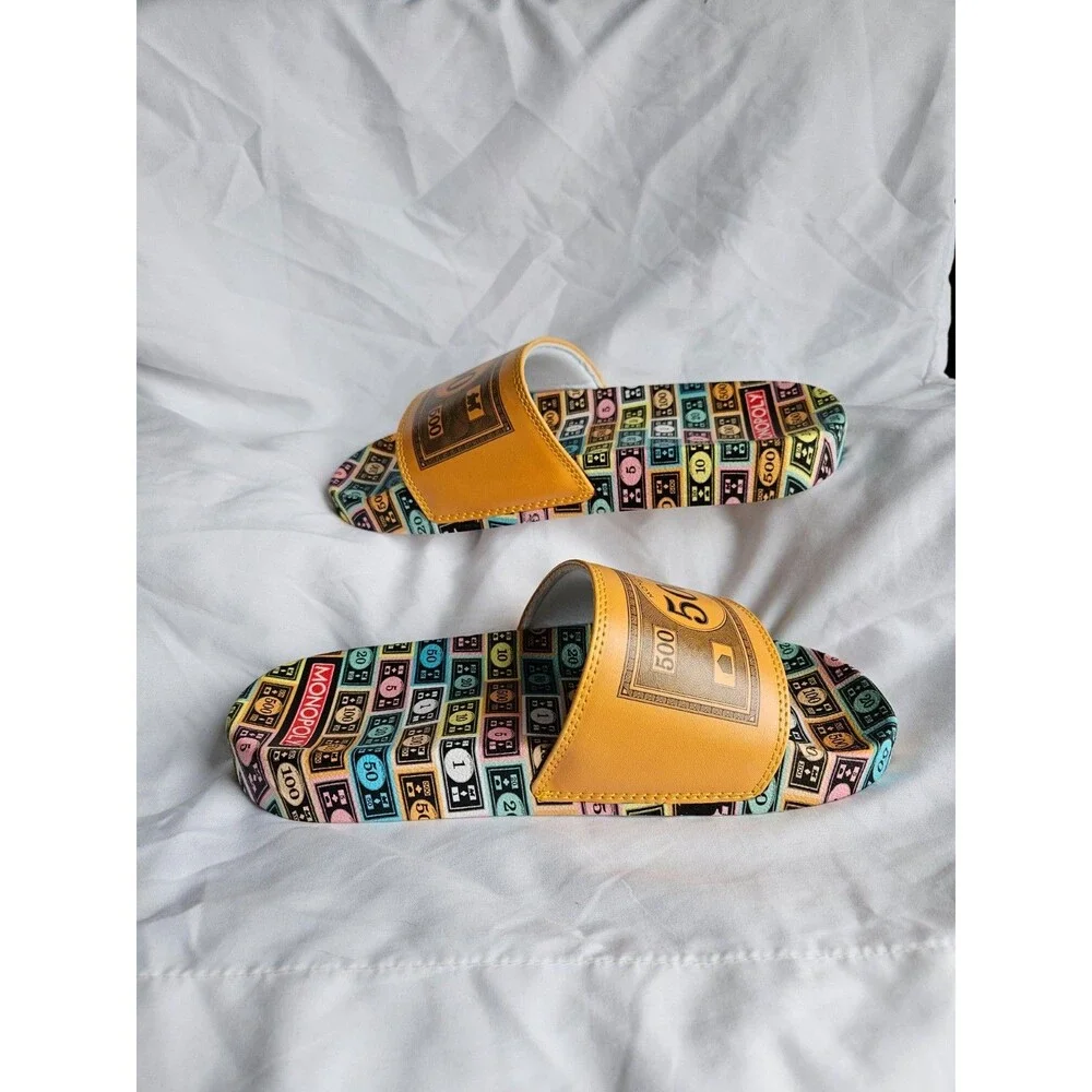 ODD SOX Monopoly Money Slides -Soft Slip-On Sandals- Med Size for Men‎ & Women